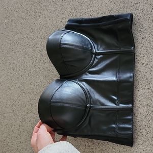 Leather corset bra top